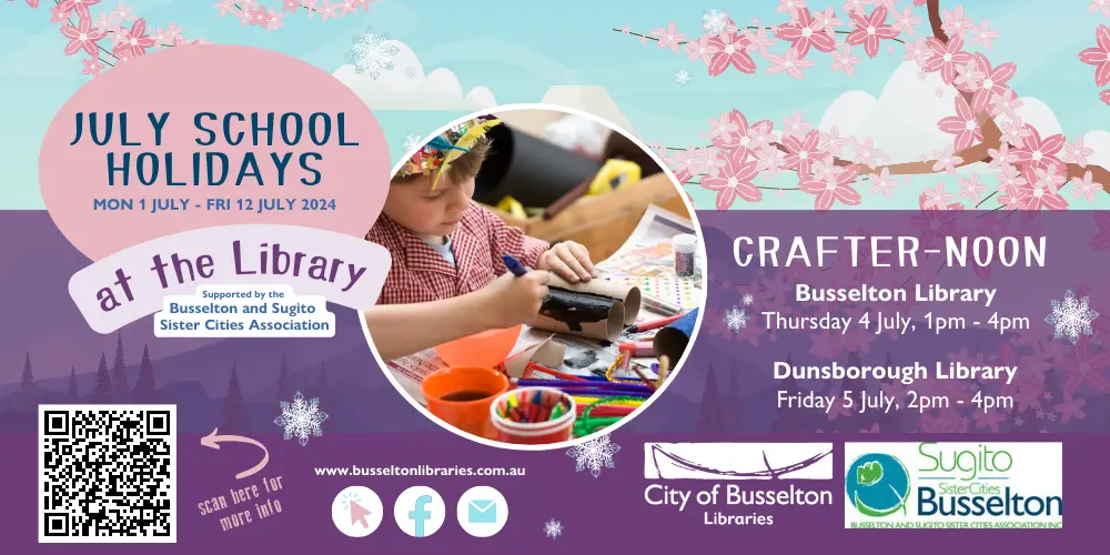 Crafternoon at Busselton Library. Thursday 4th July, 1pm to 4pm.