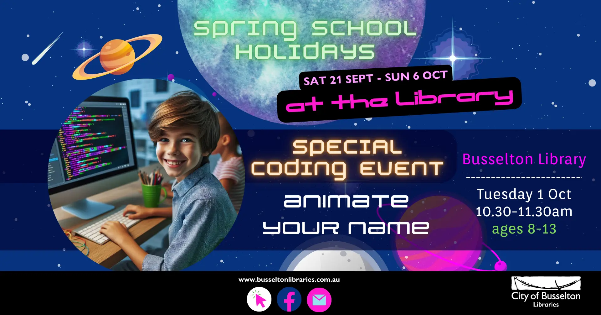 Special Coding event happening at the Library on the 1st of October at 10.30am