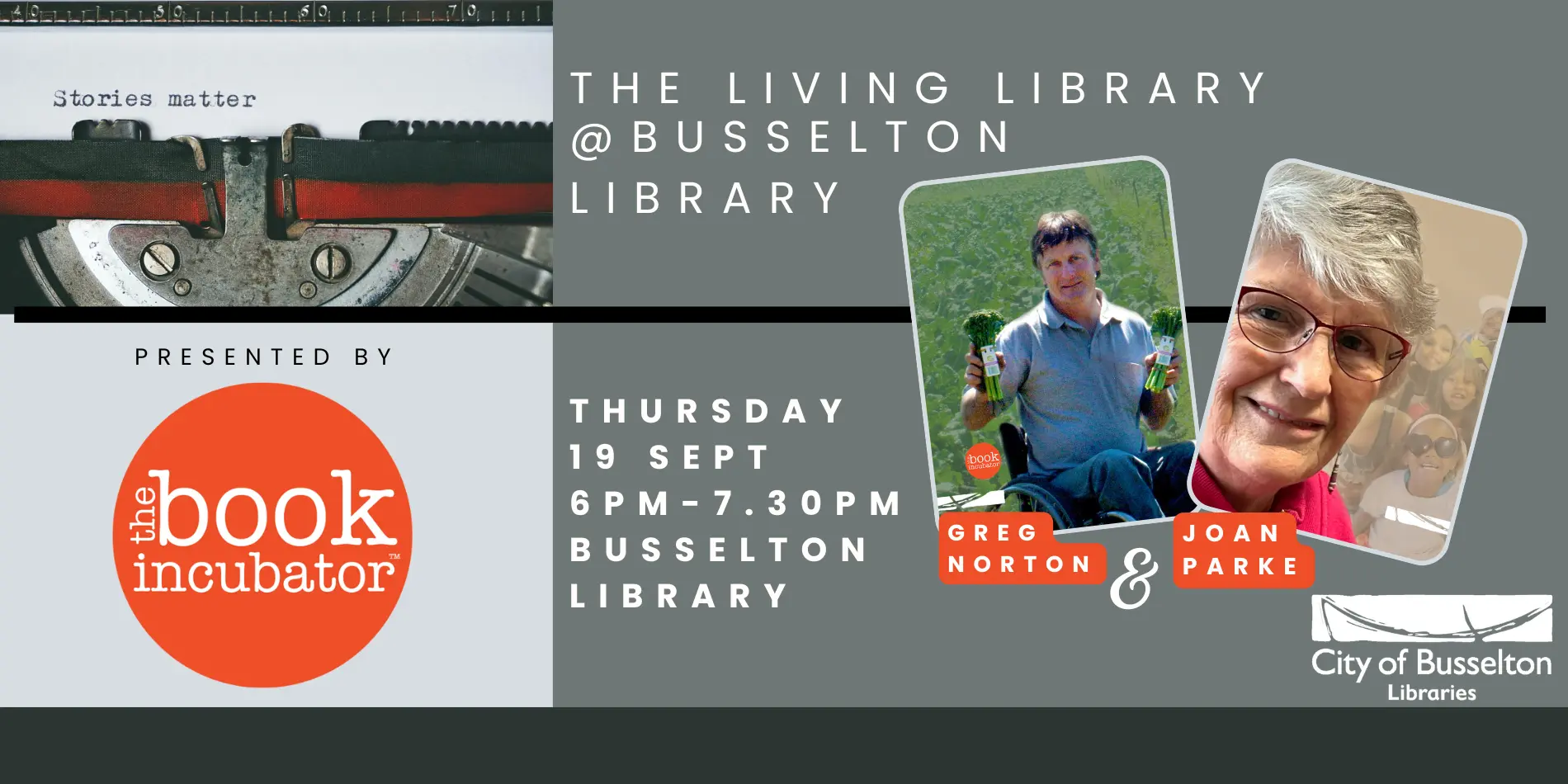 Busselton's Living Library will be held at the Busselton Library on the 19th of September at 6pm.