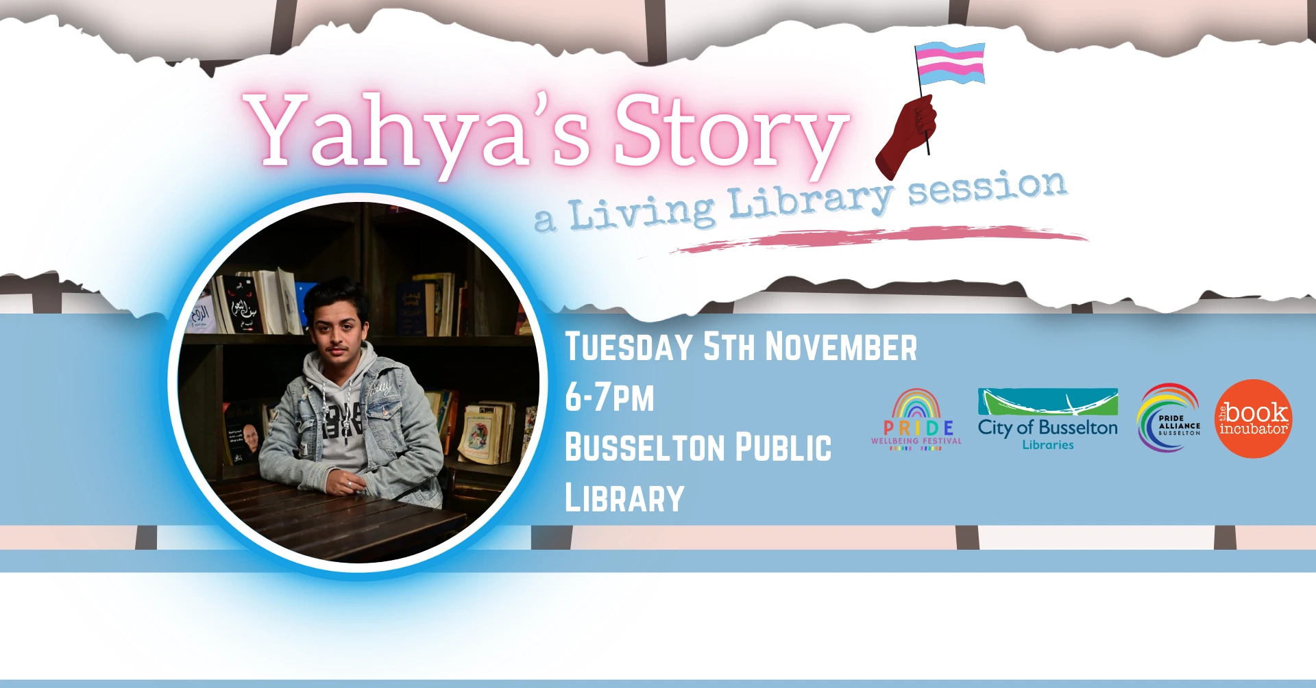 Living Library session happening at the library for Pride Wellbeing Week.