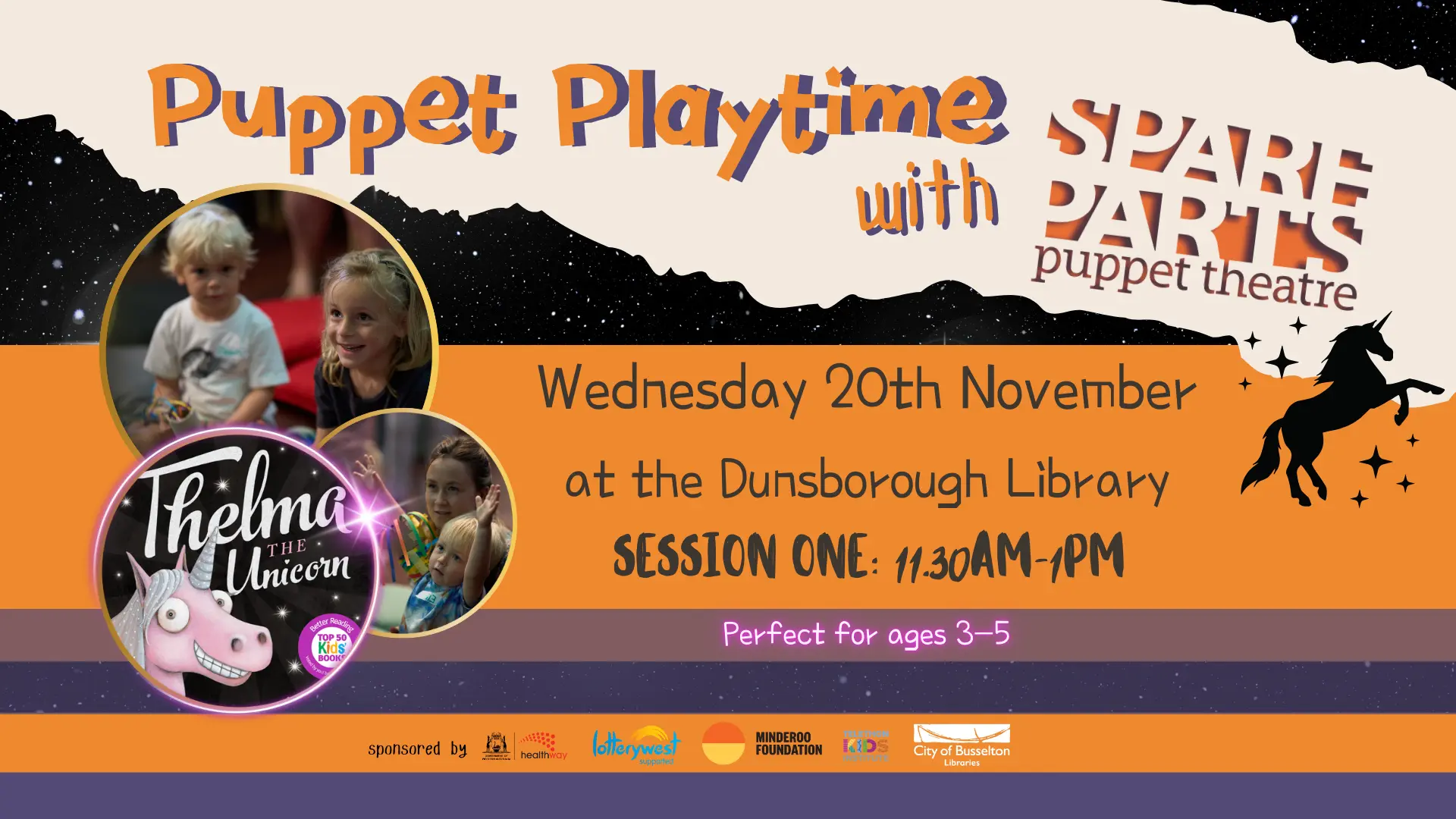 The Spare Parts Puppet theatre will be hosting a Puppet playtime at the Dunsborough Library on the 20th of November