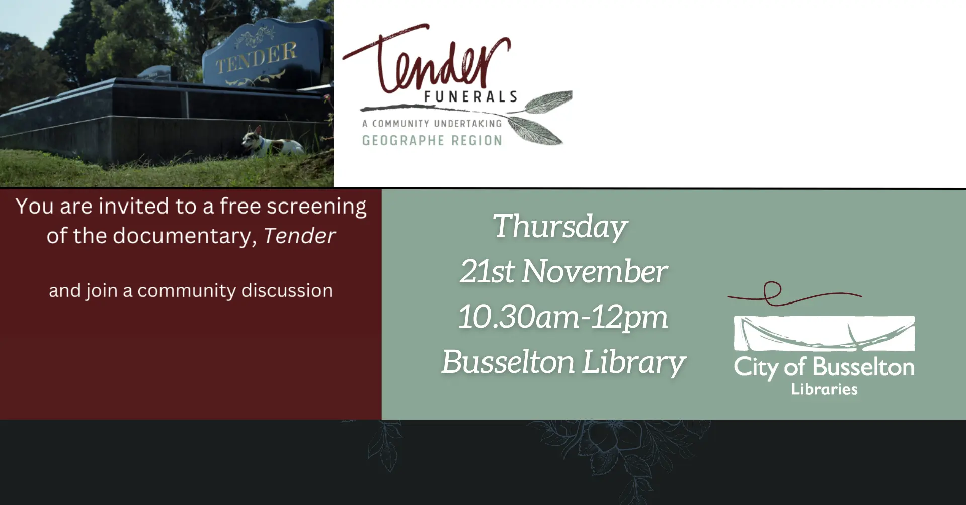 Special screening of the documentary "Tender" will be held at the library on the 21st of November at 10.30am