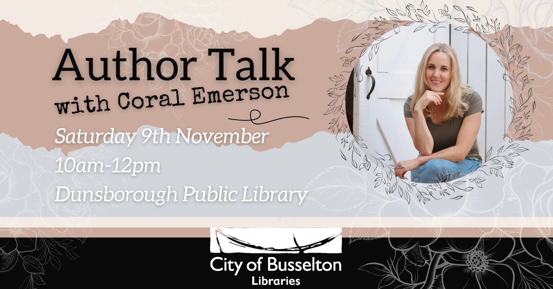 Author Visit, Coral Emerson. she will visit the Dunsborough Library on the 9th of November at 10am